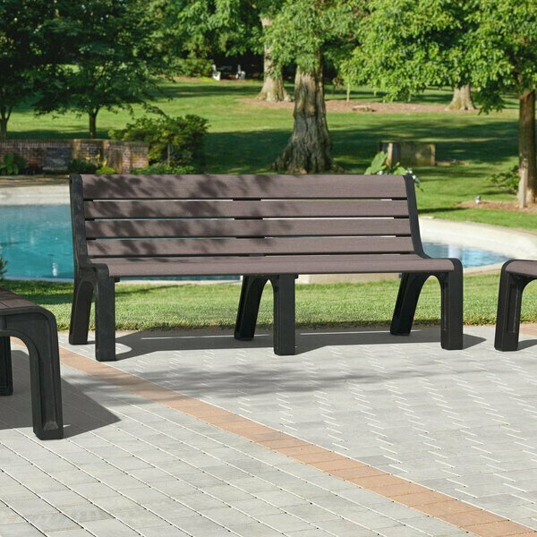 Masonways 72'' x 26'' x 33'' Brown Plastic Malibu-Style Bench with Black Legs 600MALI660BR